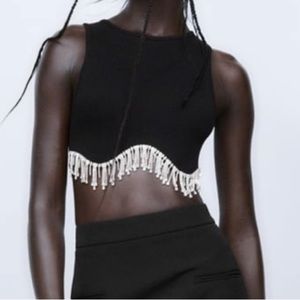 Zara rhinestone seamless top